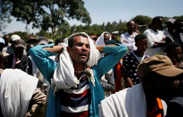 Ethiopian man mourning