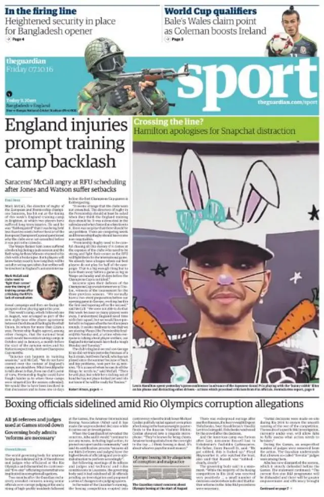 Guardian back page