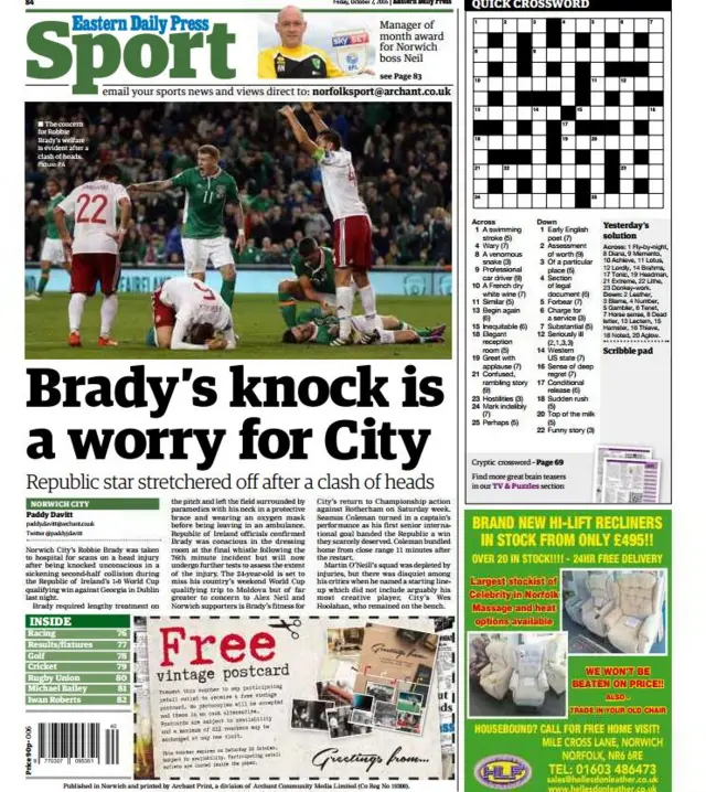 Eastern Daily Press back page
