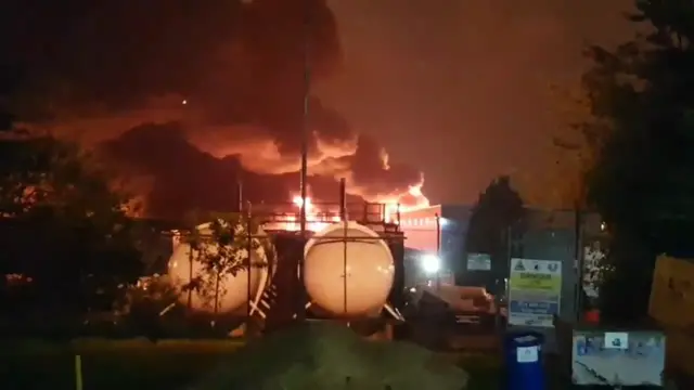 Fire at glass plant