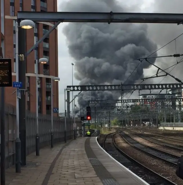 Fire seen from station