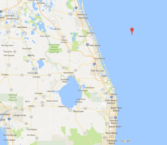 Map showing location of the storm at 0300EDT, very close to Vero Beach in Florida