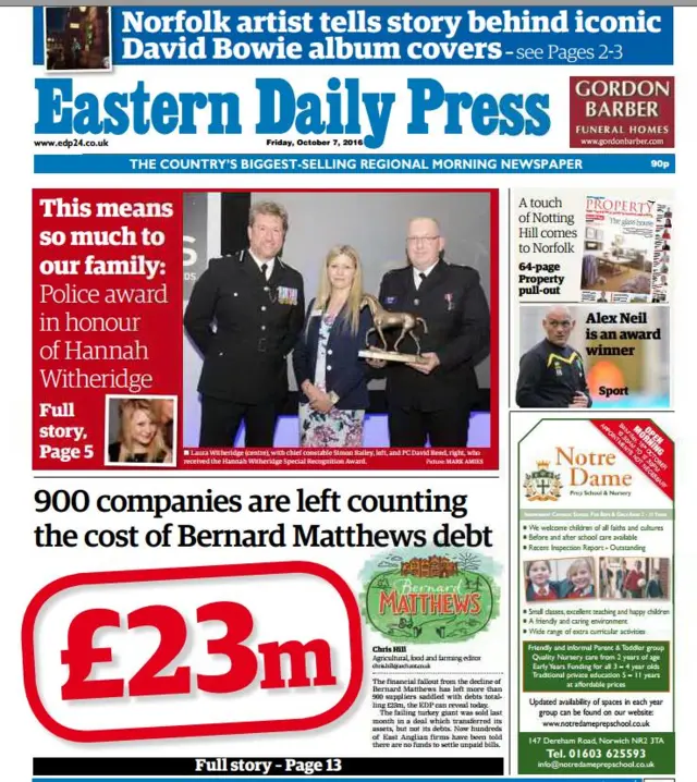 Eastern Daily Press front page