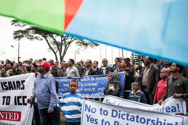 Eritrean demonstrators in Addis Ababa