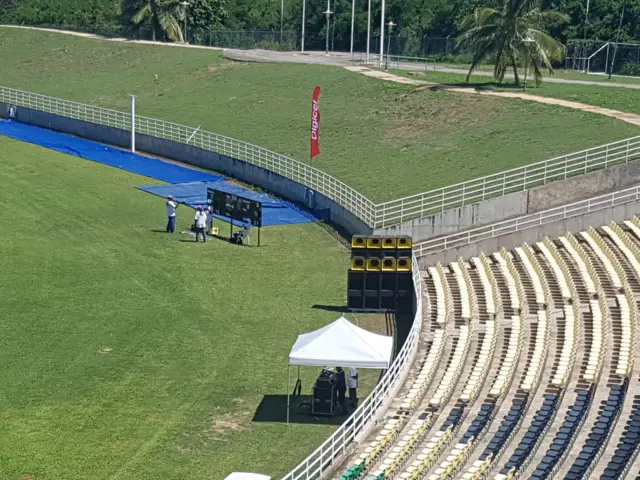 Speakers at the Trelawny Stadium