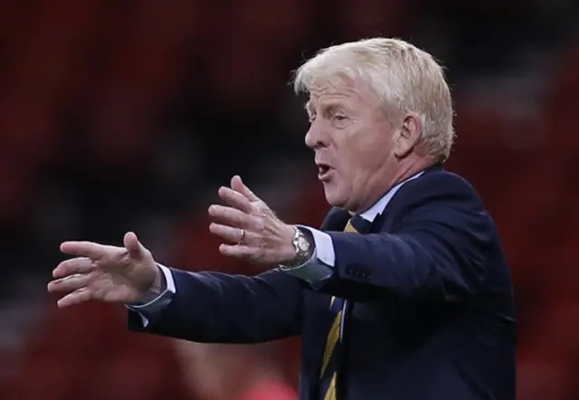 Gordon Strachan gestures to his players as the Scotland manager makes a point from the sidelines