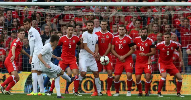 Jano Ananidze curls a free-kick