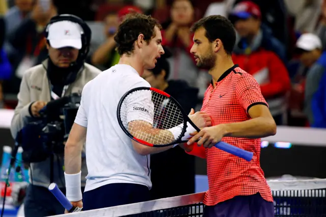 Andy Murray shakes hands with Grigor Dimitrov