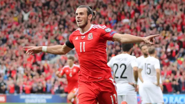 Gareth Bale of Wales celebrates