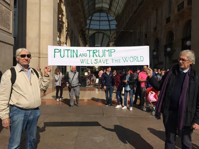 Putin and Trump supporters rally in Milan, Italy last month