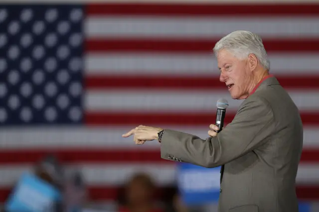 Fromer president Bill Clinton speaks during a rally at the Florida City Youth Activity Center to encourage voters to cast a ballot in Florida City, Florida.