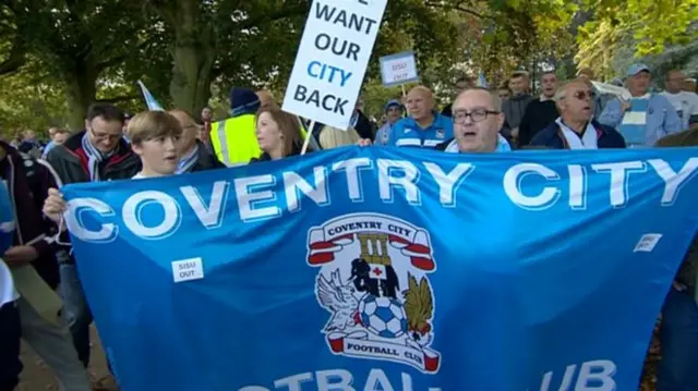 Coventry City fans holding protest