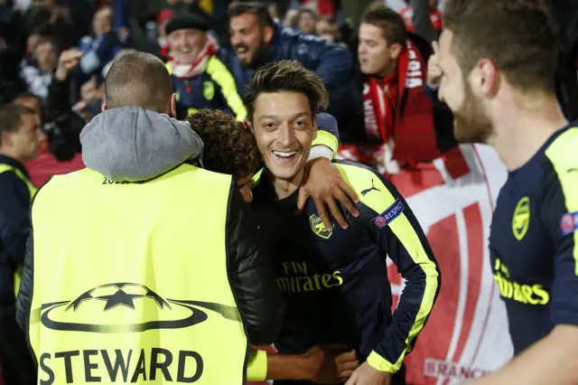 Mesut Ozil celebrates