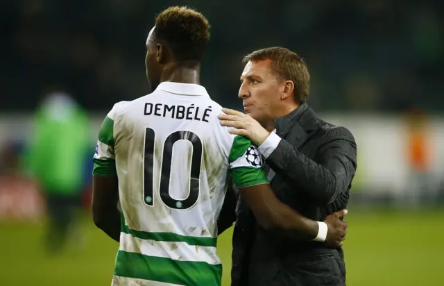 Moussa Dembele and Brendan Rodgers