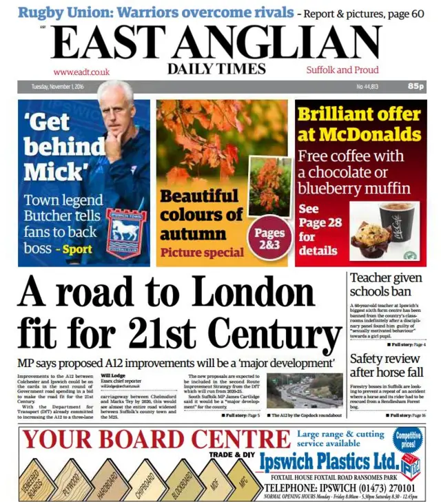 Front page of east edition of EADT