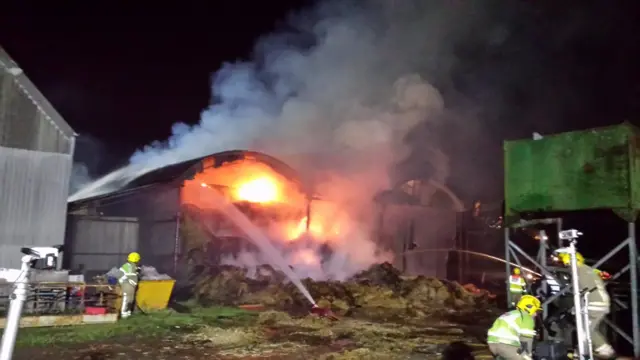 Scene of large barn fire