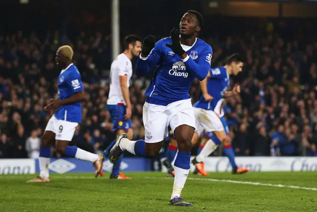 Lukaku celebrates after scoring against Crystal Palace