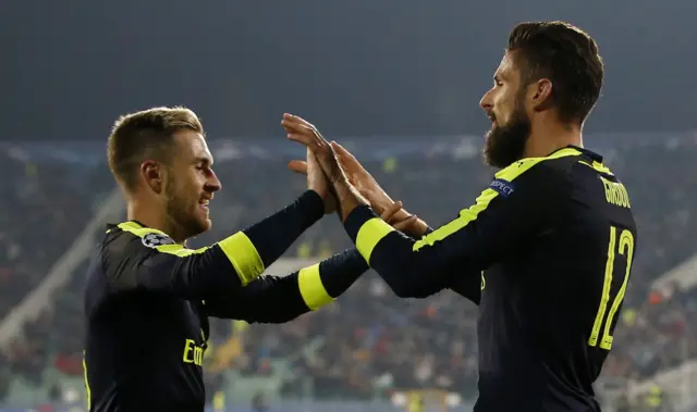 Olivier Giroud and Aaron Ramsey