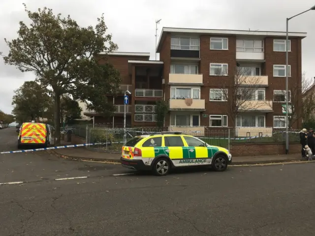 Police car outside Dickens Court