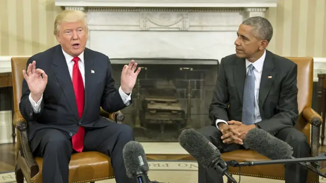 US President Barack Obama welcomes President-elect Donald Trump