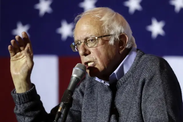 In this Nov. 3, 2016, photo, Sen. Bernie Sanders, I-Vt., campaigns for Democratic presidential candidate Hillary Clinton at the University of Cincinnati.