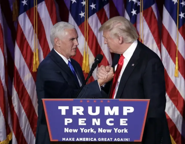 Mike Pence, left, with Donald Trump