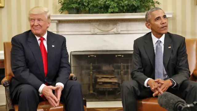 President Barack Obama meets with President-elect Donald Trump in the Oval Office of the White House in Washington, Thursday, Nov. 10, 2016