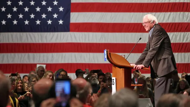 Bernie Sanders speaking on the Clinton campaign trail