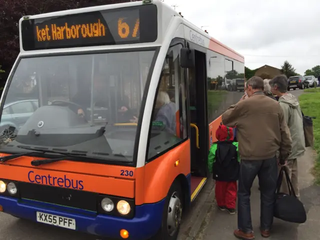 The Number 67 bus from Market Haroborough to Corby.