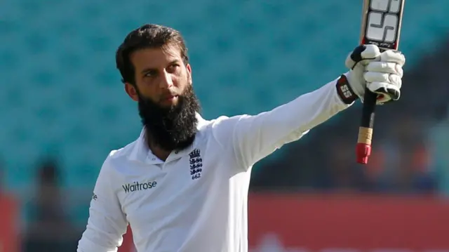 Moeen Ali celebrates his century