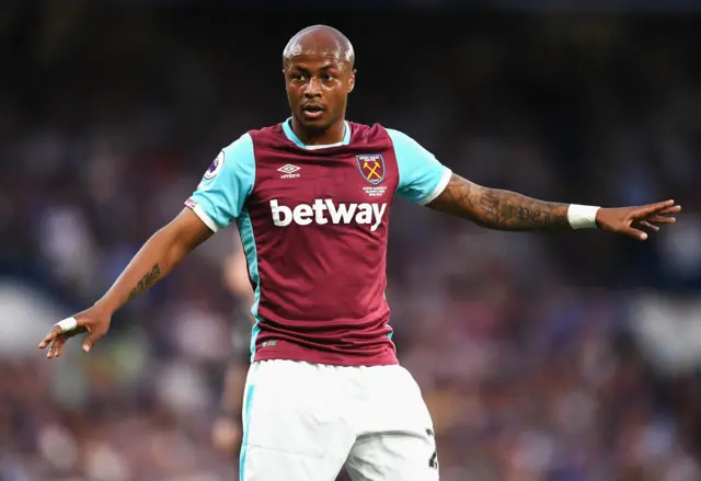 Ghanaian footballer Andre Ayew of West Ham