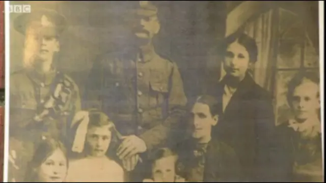 Pte George Hanlon and his family