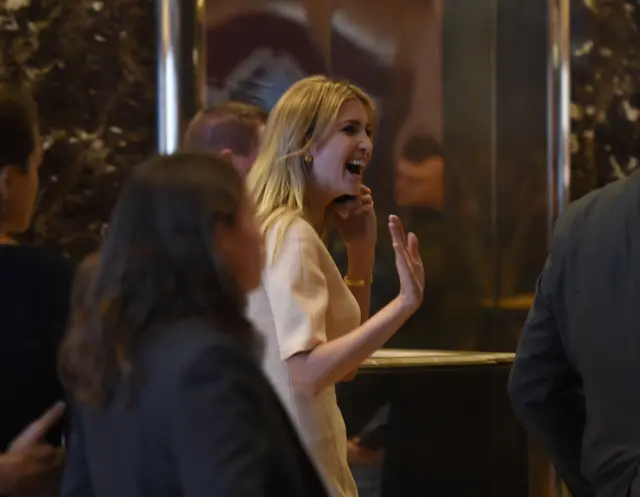 Ivanka was seen speaking on her mobile phone as she entered elevators