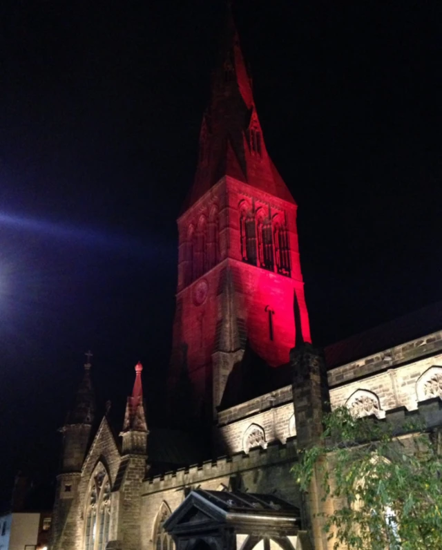 Cathedral goes red for Remembrance