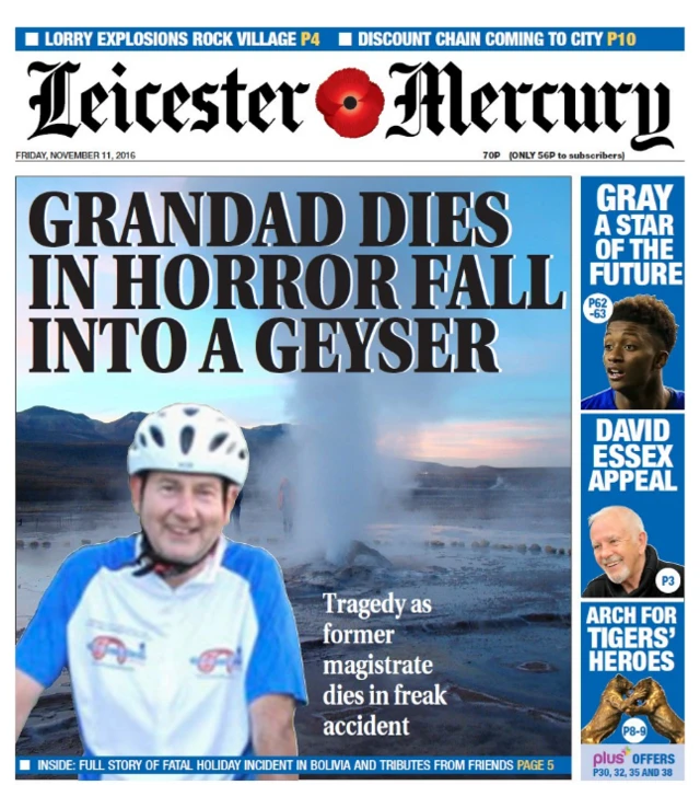 Leicester Mercury front page