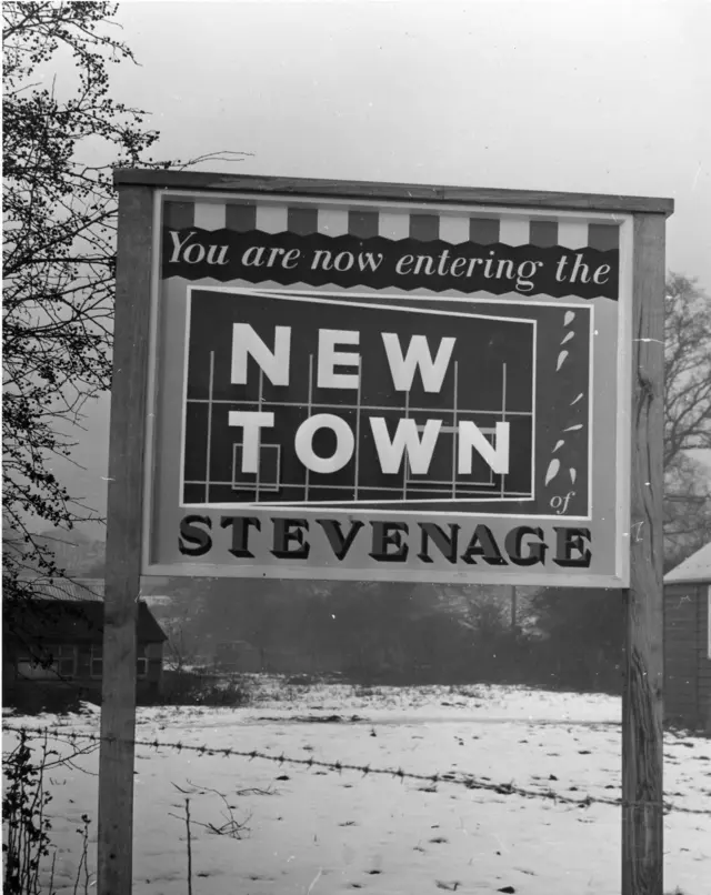 Black and white photo of in Stevenage from the early 1950s.
