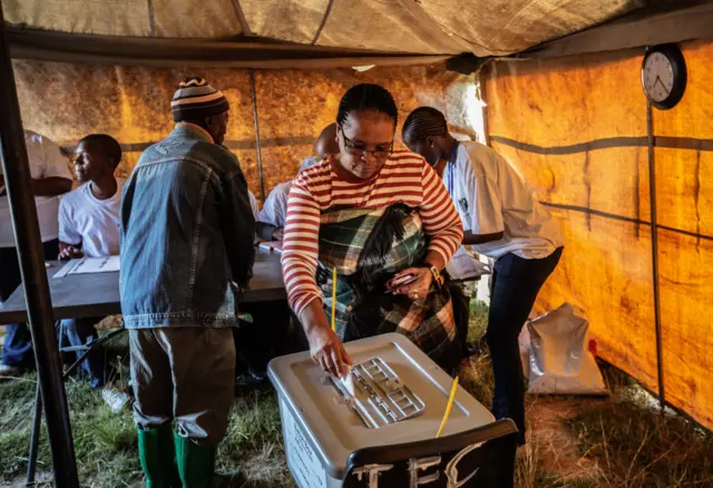 A voter in Lesotho, 28 February 2015