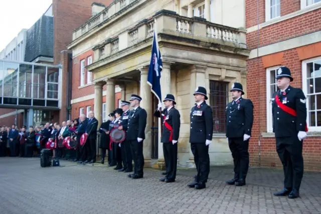 Northamptonshire Police holding a remembrance service at Wootton Hall.
