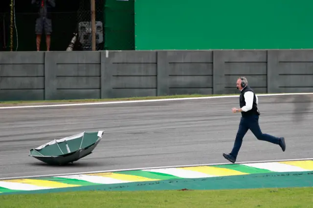 Umbrella on the track