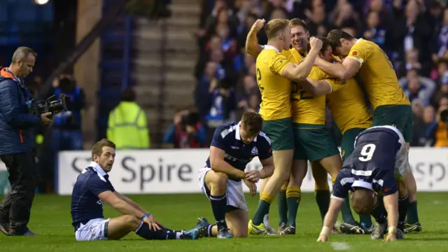 Australia celebrates at the final whistle