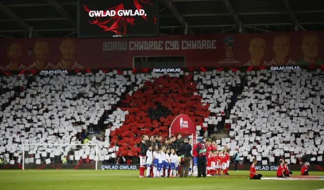 Fans display a poppy mosaic