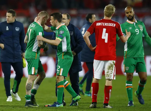 James McClean celebrates after the game