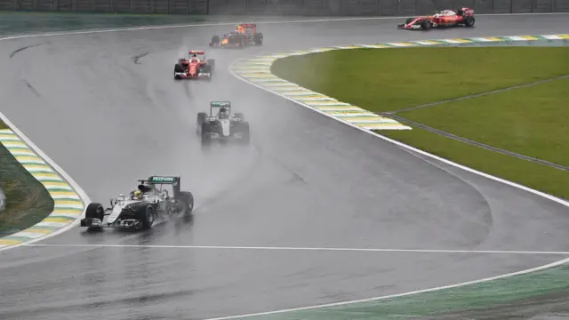 The race starts behind the safety car