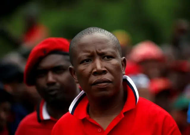 Economic Freedom Fighters (EFF) party leader Julius Malema arrives with supporters for a demonstration in Pretoria, South Africa, November 2, 2016.