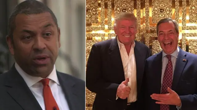 James Cleverly/Donald Trump and Nigel Farage