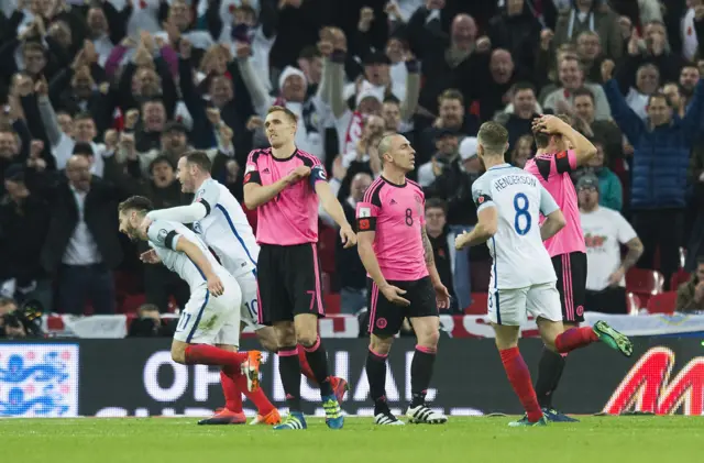 England celebrate against Scotland