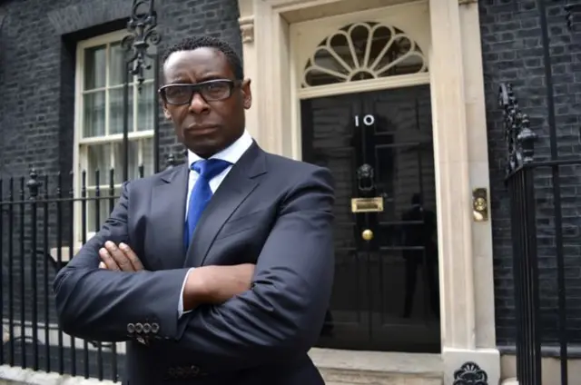 David Harewood outside Number 10