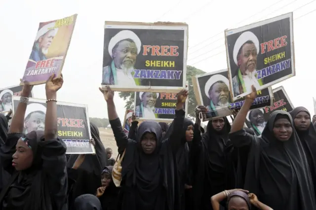 Nigeria Shiites protesters with posters of their leader Sheik Zakzaky