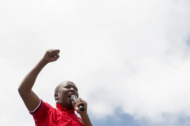 Economic Freedom Fighters (EFF) leader Julius Malema addressing the crowd in Church Square in Pretoria city centre, South Africa, 02 November 2016.