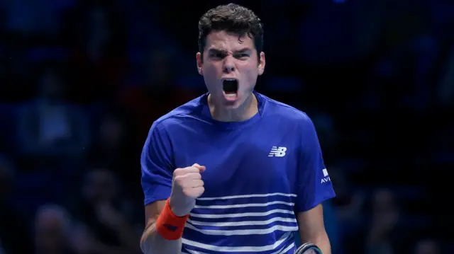 Milos Raonic celebrates